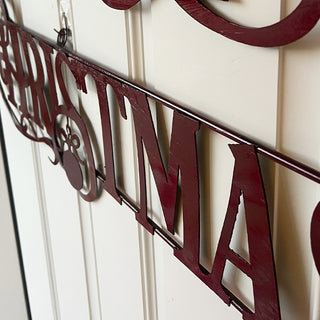 Oversized Merry Christmas Metal Wall Sign with Reindeer