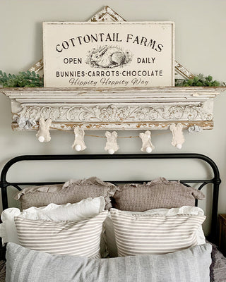 36 Inch Vintage Inspired Cottontail Farms Bunny Art