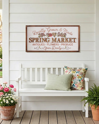 Vintage Spring Market Farmhouse Wood Sign