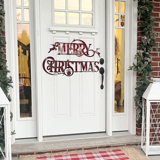 Oversized Merry Christmas Metal Wall Sign with Reindeer