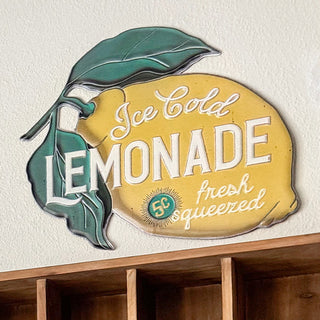 Vintage ice cold lemonade metal wall art display