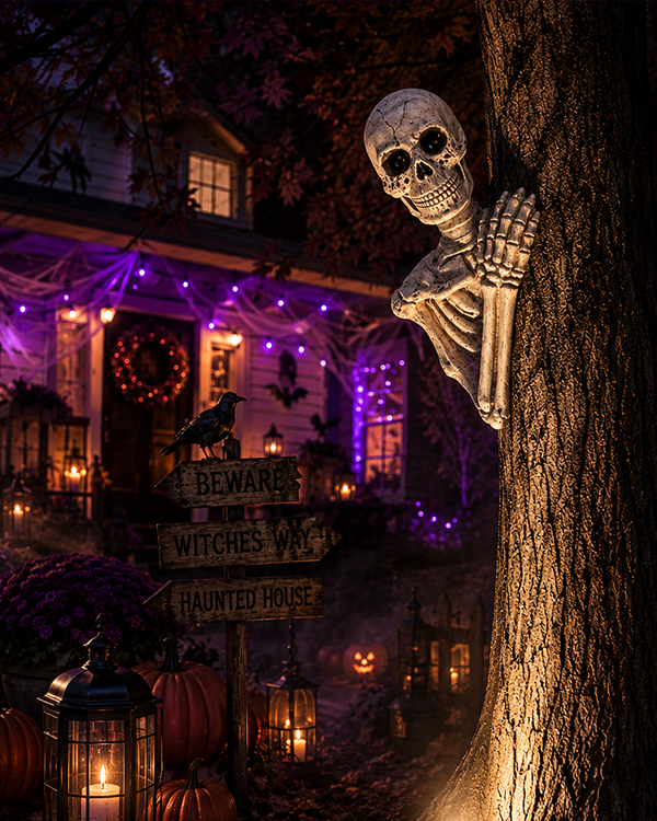 Peeking Skeleton Indoor/Outdoor Halloween Wall Accent