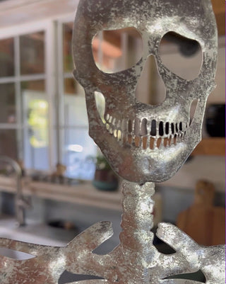 Eerie Iron Skeleton Statue