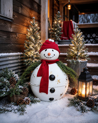 30 Inch Tall Outdoor Metal Bell Snowman