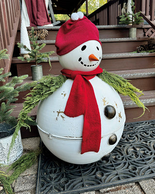 30 Inch Tall Outdoor Metal Bell Snowman
