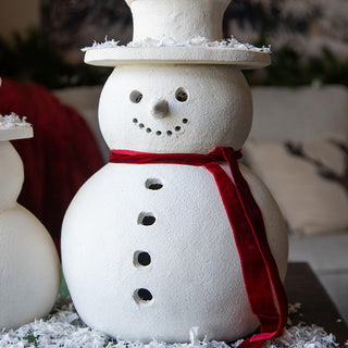 Indoor/Outdoor Frosted Snowman Luminaries, Set of 2