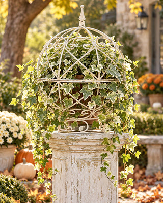 Cream Wrought Iron Garden Sphere Planter