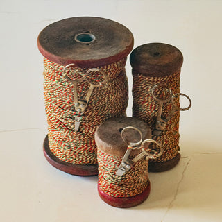 Old World Multi-colored Twine & Scissor Spool Set, Set of 3