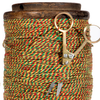 Old World Multi-colored Twine & Scissor Spool Set, Set of 3