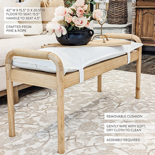 Farmhouse Wood Bench + 6 Free Gifts