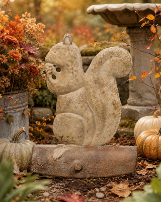 Rustic Woodland Squirrel on Log Figurine Tabletop Garden Decor