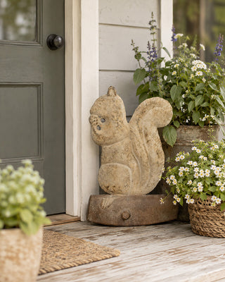 Rustic Woodland Squirrel on Log Figurine Tabletop Garden Decor