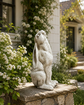 Gazing Hare Garden Statue Resin Weathered Finish Indoor Outdoor