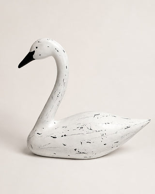 Large Swan Statue Hand-Painted Black Feather Tabletop Centerpiece Decor
