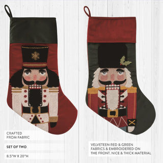 Set of two embroidered nutcracker holiday stockings