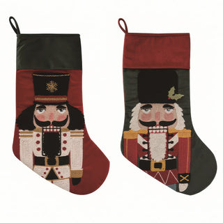 Pair of embroidered nutcracker Christmas stockings