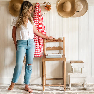 Reclaimed Wood Scalloped Counter Stool