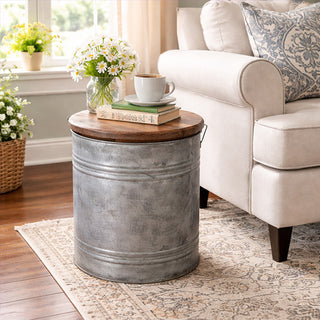 Whiskey Barrel Metal Drum Table