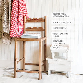 Reclaimed Wood Scalloped Counter Stool
