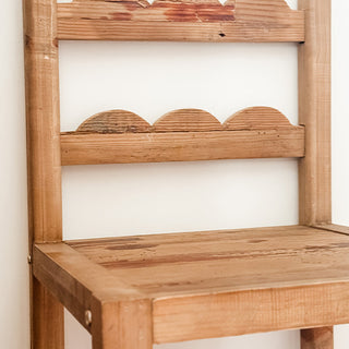 Back view bar stool scalloped shelf detail reclaimed wood construction