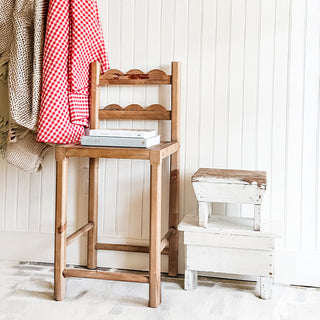Reclaimed Wood Scalloped Counter Stool