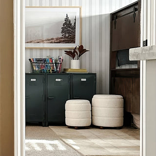 Ribbed Boucle Storage Ottomans, Set of 2