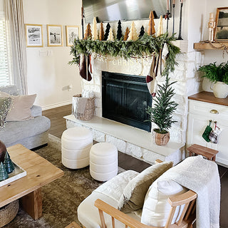 Ribbed Boucle Storage Ottomans, Set of 2