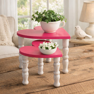 Set of wooden heart risers