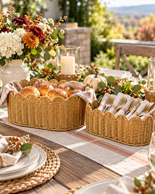Scalloped Wicker Storage Baskets, Set of 2