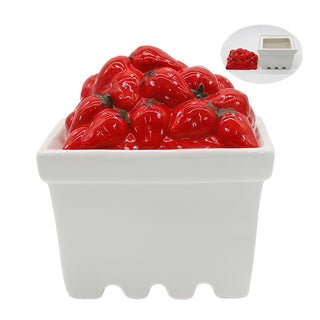 Strawberry Berry Basket Porcelain Box with Lid, Set of 2