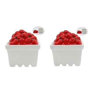 Strawberry Berry Basket Porcelain Box with Lid, Set of 2