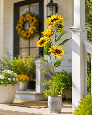 36 Inch Yellow Potted Sunflower Artificial Faux Plant Farmhouse Decor