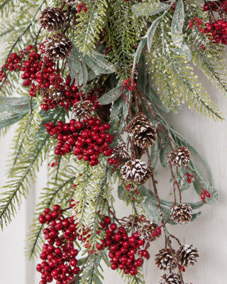 Christmas Cardinal Drop Swag 24 Inch Red Cardinal Holiday Door Decor