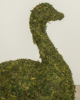 Indoor/Outdoor Moss Swan Sculptures, Set of 2