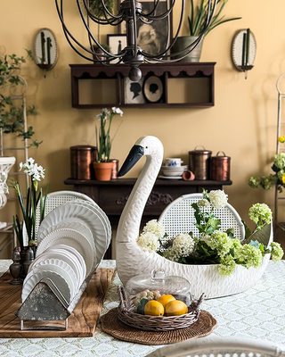 Sculpted Metal Swan Garden Planter