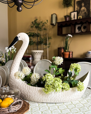 Sculpted Metal Swan Garden Planter