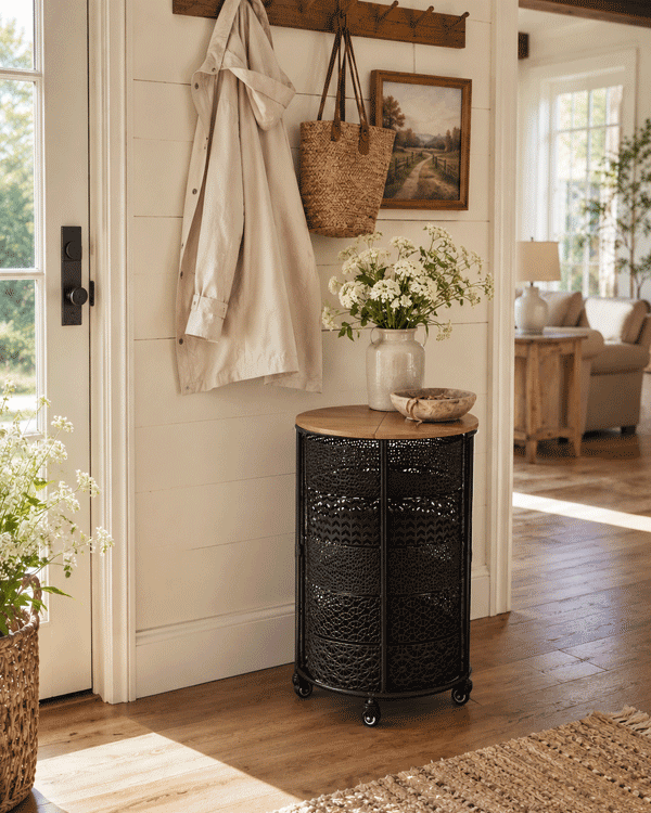 Expandable Round Rolling Accent Table 30 Inch