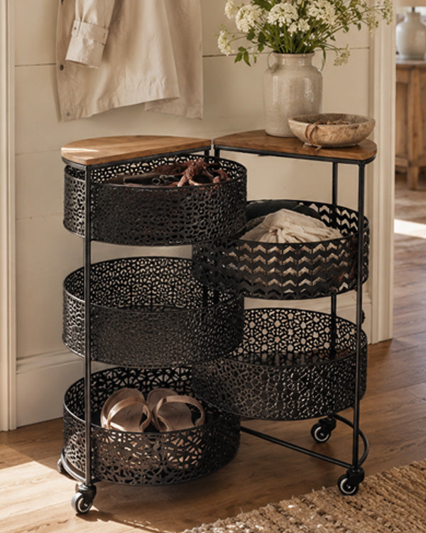 Expandable Round Rolling Accent Table 30 Inch