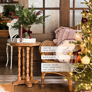 Delicate Whitewashed Spindle Side Table