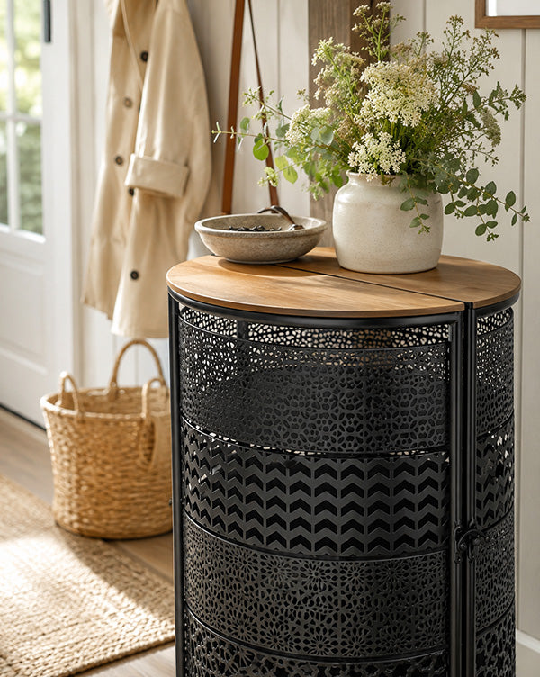 Expandable Round Rolling Accent Table 30 Inch