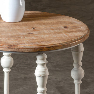 Whitewashed Turned Metal Accent Table