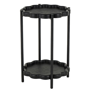 Black Scalloped Two-Tier Accent Table