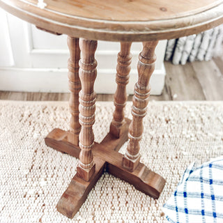 Delicate Whitewashed Spindle Side Table