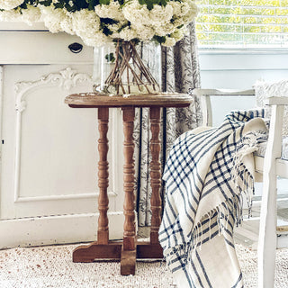 Delicate Whitewashed Spindle Side Table