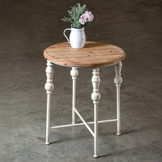 Whitewashed Turned Metal Accent Table