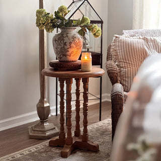 Delicate Whitewashed Spindle Side Table