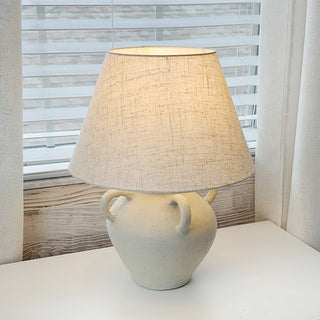 Neutral farmhouse table lamp with linen shade