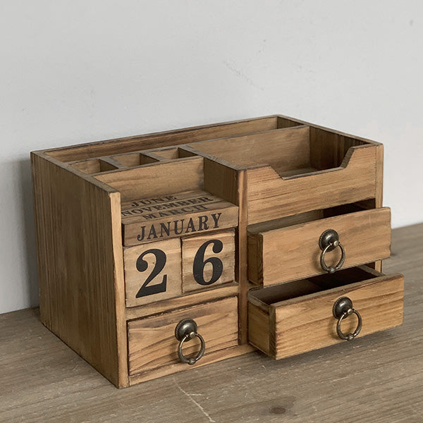 Calender Storage Rack Wooden Desk Organizer and Calendar, 2 in 1 Steal - Default Title ...