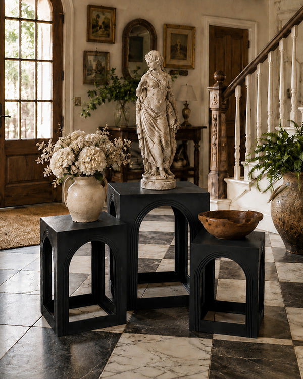 Architectural Arched Metal Nesting Side Tables, Set of 3 | White or Black