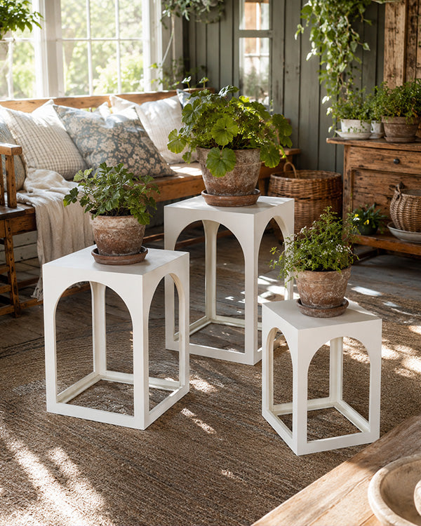 Architectural Arched Metal Nesting Side Tables, Set of 3 | White or Black